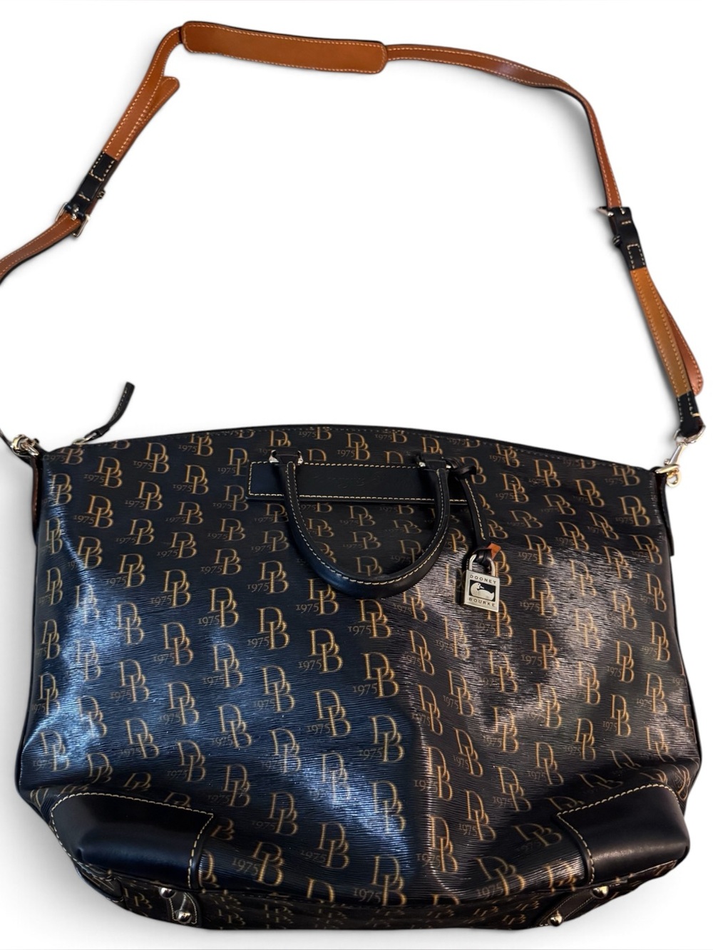 Gorgeous Authentic Dooney & Bourke "1975" Signature Monogram Tote / Shoulder Bag